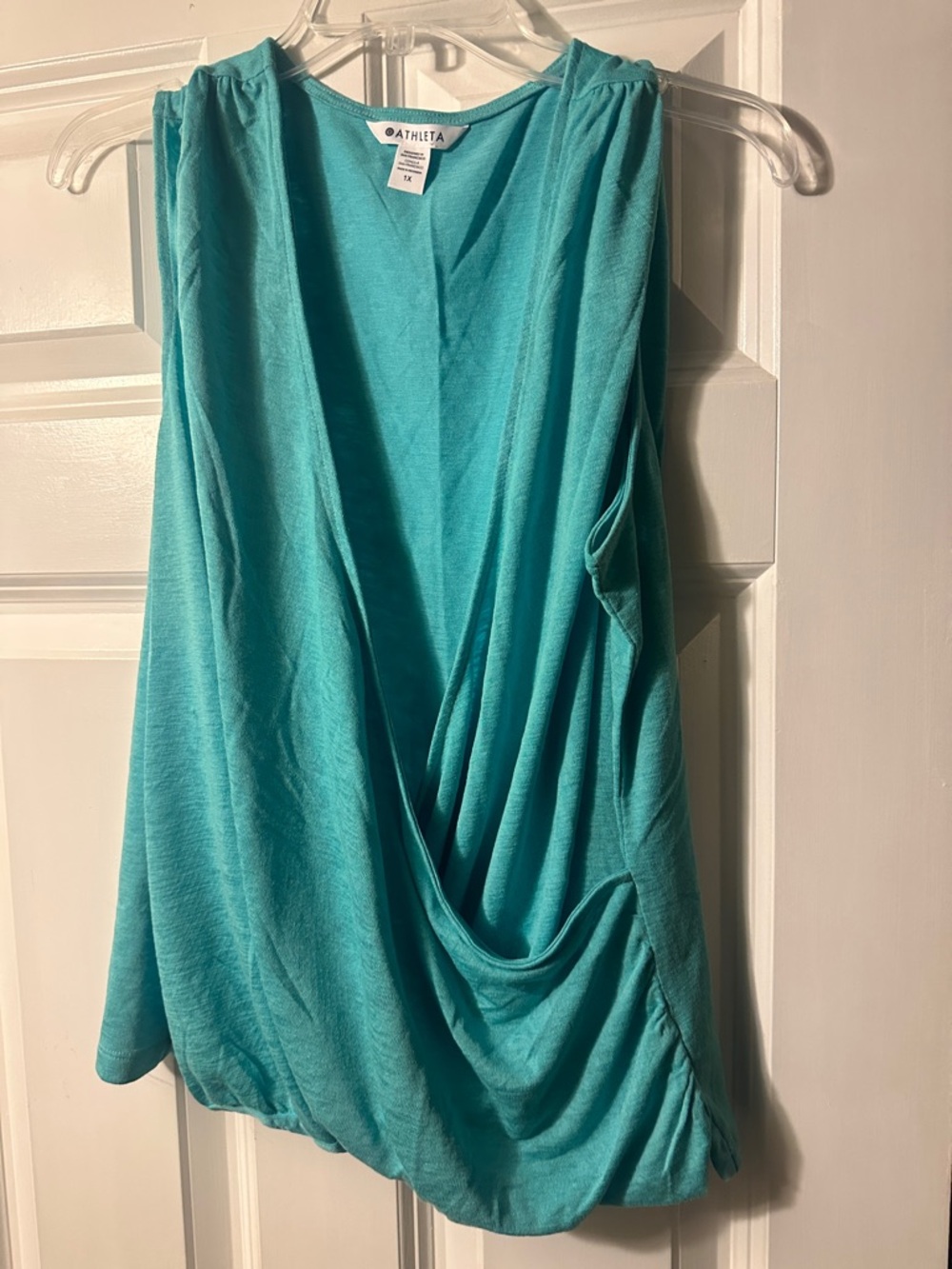 Athleta Teal Draped Sleeveless Wrap-Front top